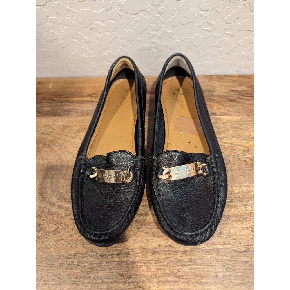 COACH WOMEN'S “OLIVE” Black PEBBLE GRAIN LEATHER LOAFER SHOE SZ 7 A7751